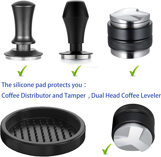 51mm Espresso Dosing Funnel Kit ??Magnetic Aluminum Funnel & Silicone Mat, Perfect Fit for 51mm Portafilter & Grinder, Compatible with a 48mm manual coffee grinder funnel ??Pill Prevention