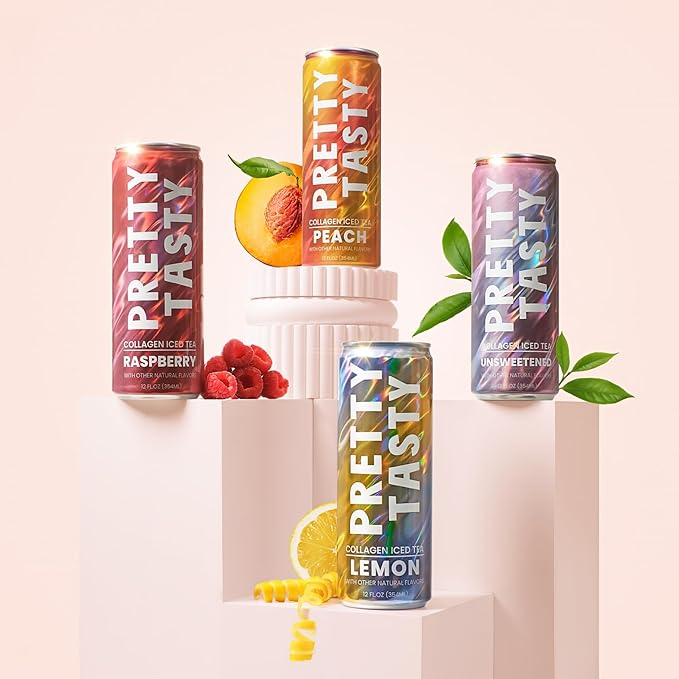 Pretty Tasty Radiance Collagen Tea - Beauty and Wellness - 10g Collagen Peptides Mix - 12 Pack (Raspberry Radiance)