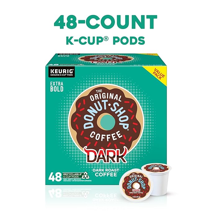 The Original Donut Shop Coffee Dark, Keurig Single Serve K-Cup Pods, Dark Roast Coffee, 48 Count