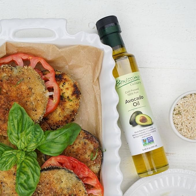 100% Pure Avocado Oil in Glass Bottle, Allergen-Free and Non-GMO, Premium Cold-Pressed Cooking Oil for Saut챕ing, Baking, Grilling, and Salad Dressings, 8.45 fl oz