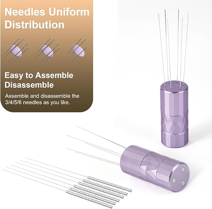 WDT Tool Espresso Distribution Tool,Coffee Distribution Tool with Magnetic Stand, Espresso Accessories with 6 Extra ??.25mm Stainless Steel Needles for Barista (Chalk Violet, ??.25mm)