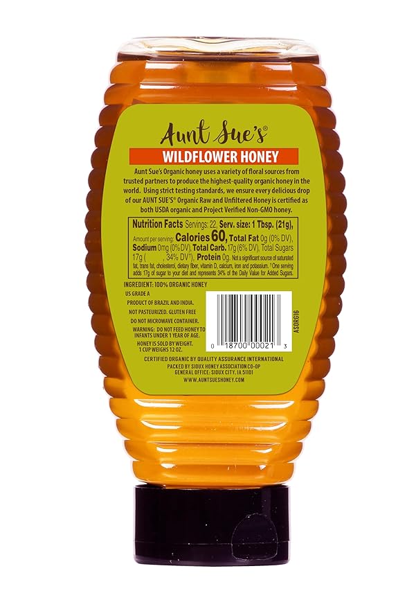 Aunt Sue Raw & Unfiltered Organic Honey From Brazil, 16 oz