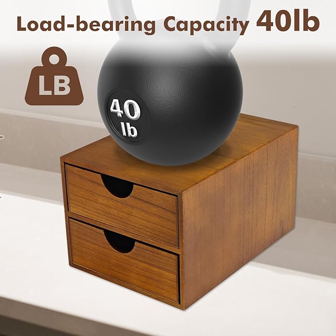 Wooden K Cup Organizer Coffee Pod Storage Box - K Pod Holder with Two Drawers, K Cup Drawer Under Brewer and Coffee Maker Machine Stand, 30 Pod Capacity, Style B ??,<div>