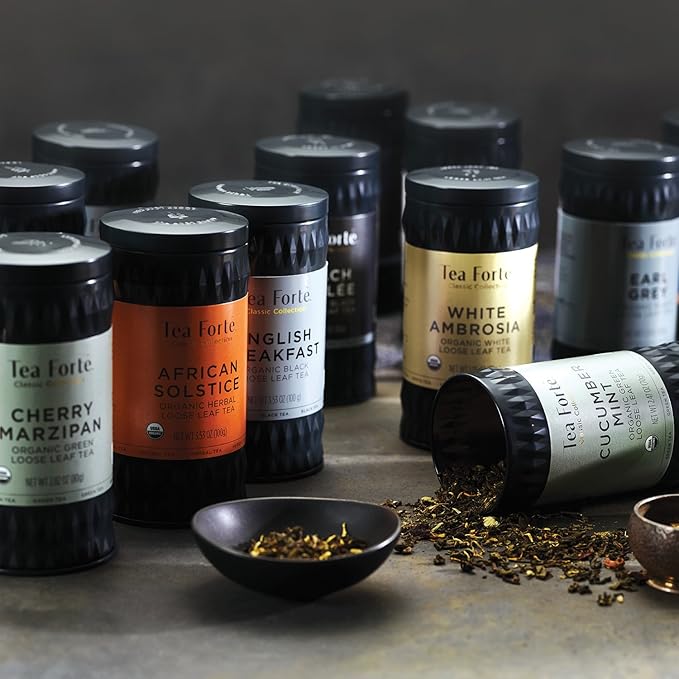 Tea Forte White Ginger Pear Premium Organic Loose Leaf Caffeinated White Tea Blend Canister, Makes 35-50 Cups