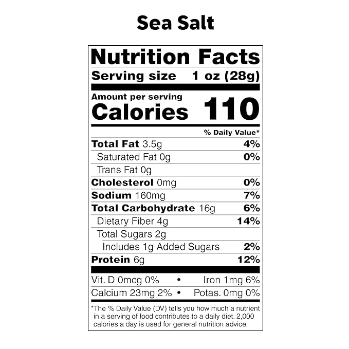 Enlightened Bada Bean Bada Boom - Plant-Based Protein, Gluten Free, Vegan, Crunchy Roasted Broad (Fava) Bean Snacks, 100 Calories per Serving, Sea Salt, 1 oz, Pack of 24