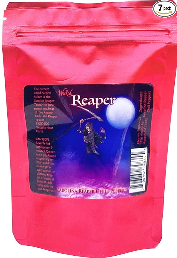 Carolina Reaper Chili Peppers Wicked Reaper World's Hottest Dried Spice Pack 5 +2 Free