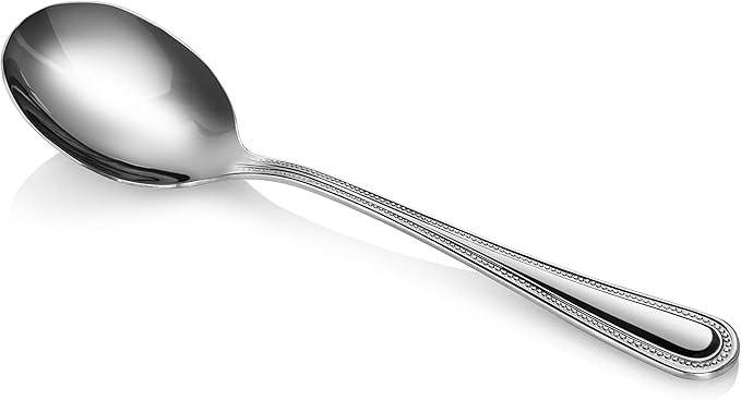 New Star Foodservice 1029710 Bead Pattern, 18/0 Stainless Steel, Bouillon Spoon, 6.3-Inch, Set of 12