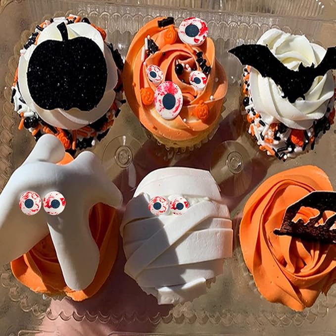 Weraru Big Candy Bloody Red Eyeballs Eye Ball Sweets Cake Cupcake Toppers Cookie Dessert Sprinkles Decorations for Birthday Party Supplies 3.4 Ounce