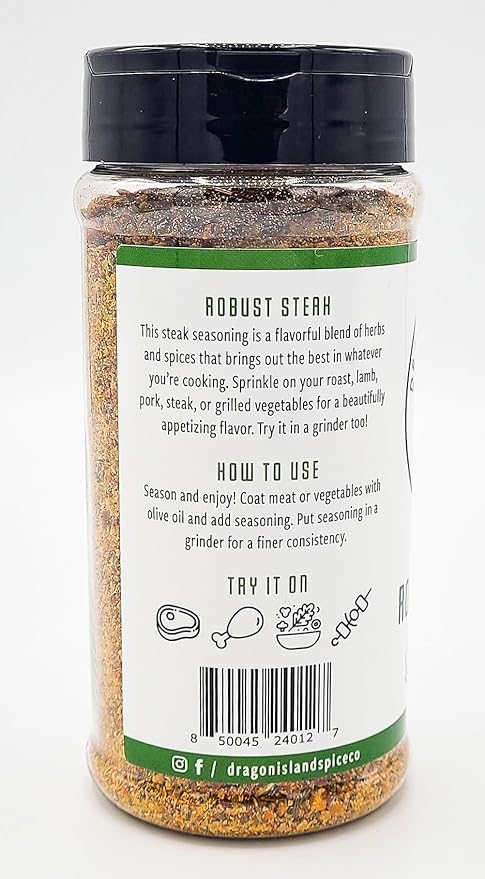 Dragon Island Spice Company | Steak Seasoning - Robust Steak Rub - Grilled Vegetable Seasoning - All Natural Steak Seasoning - 15 Ingredient Blend (10.2 Ounce)??"<div>