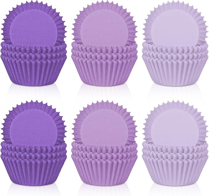 Whaline 600Pcs Purple Cupcake Liners Gradient Purple Baking Cups Cupcake Wrappers Muffin Liners for Celebration Gathering Wedding Bridal Shower Birthday Party Supplies Decor