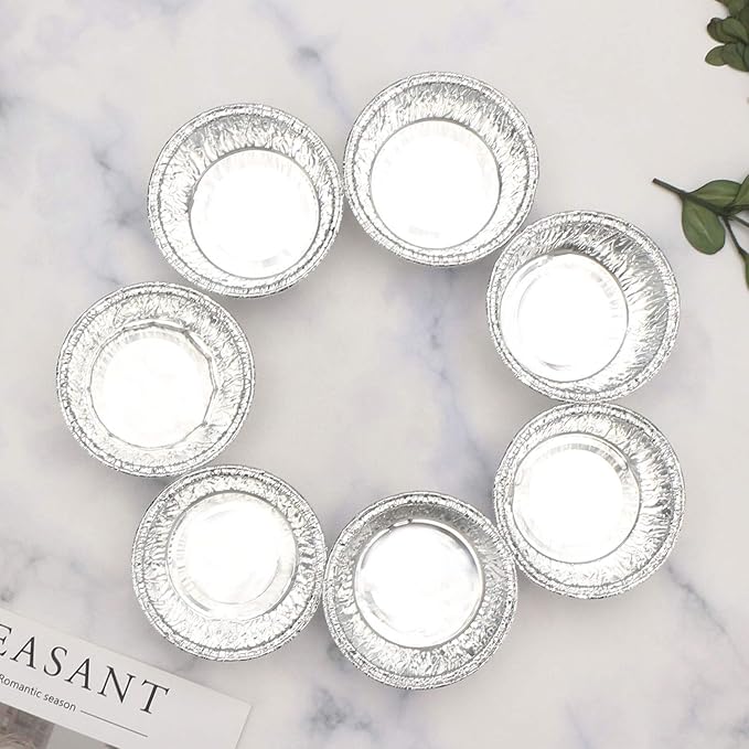 EUSOAR Aluminum Cupcake Liner, 3.5 Ounce 100Pcs Disposable Aluminum Foil Baking Cups, Ramekin Muffin Liners Cup, Pudding Liners Holders, Aluminum Cupcake Tip Pan Ramekin Holders