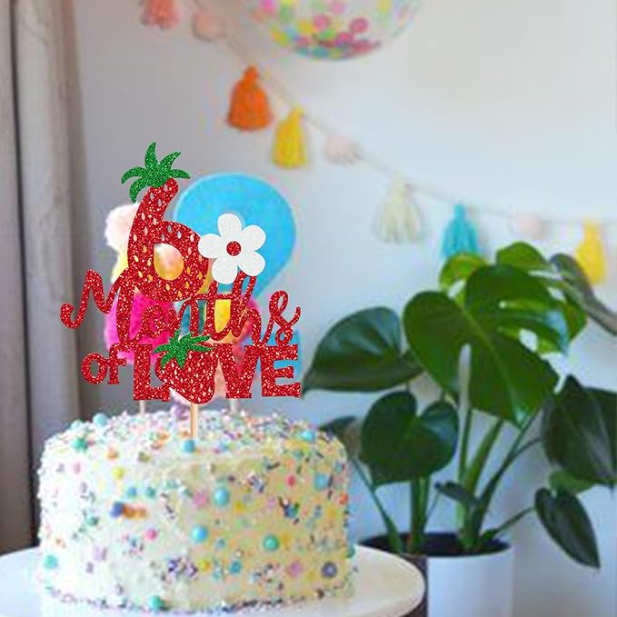 1 Pack Strawberry Happy 6 Months Birthday Cake Topper Red Half Way to One Cake Pick 1/2 Berry Sweet Half Birthday Cake Decoration Fruit Strawberry Theme Birthday Strawberry Party Cake Decorations