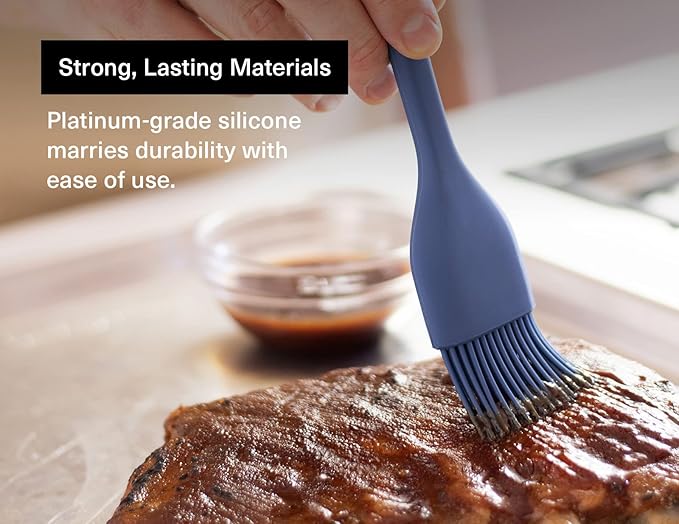 Misen Silicone Basting Brush – Dishwasher Safe, Heat-Resistant Pastry Brush – Ideal for Grilling, Baking, and Applying Sauces and Oils – High-Grade Silicone Coating - 12.4" Blue