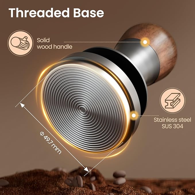 MHW-3BOMBER 49.7mm Espresso Tamper - 3 Spring Loaded Coffee Tamper with Sound Feedback - Barista Calibrated Tamper with 15lb / 30lbs Replacement Springs - Compatible for ROK Espresso Maker T7073T-OS