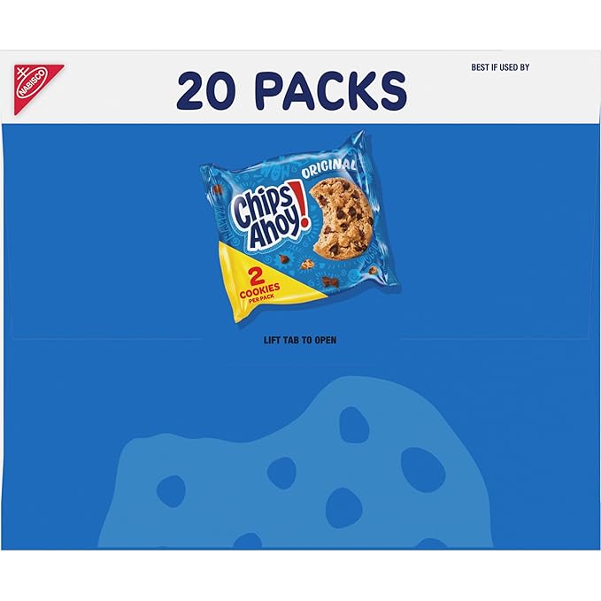 CHIPS AHOY! Original Chocolate Chip Cookies, 20 Snack Packs (2 Cookies Per Pack)