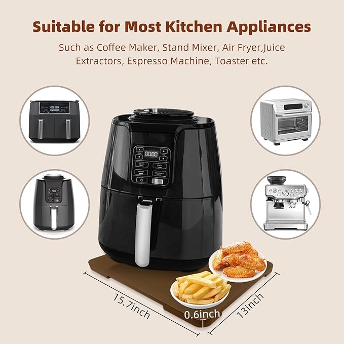 360째 Rolling Tray Bamboo Appliance Slider for Kitchen Appliances, for Breville Espresso Machine Accessories, Sliding Tray for Coffee Maker Appliances Mat Easily from Under The Cabin Brown13"횞15.7"