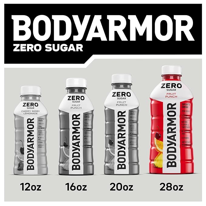 BODYARMOR ZERO Sugar Lemon Lime, Sugar Free Sports Drink - Low-Calorie Hydration - Natural Flavors with Potassium Packed Electrolytes, Antioxidants, and B-vitamins, 28 fl oz (Pack of 15)