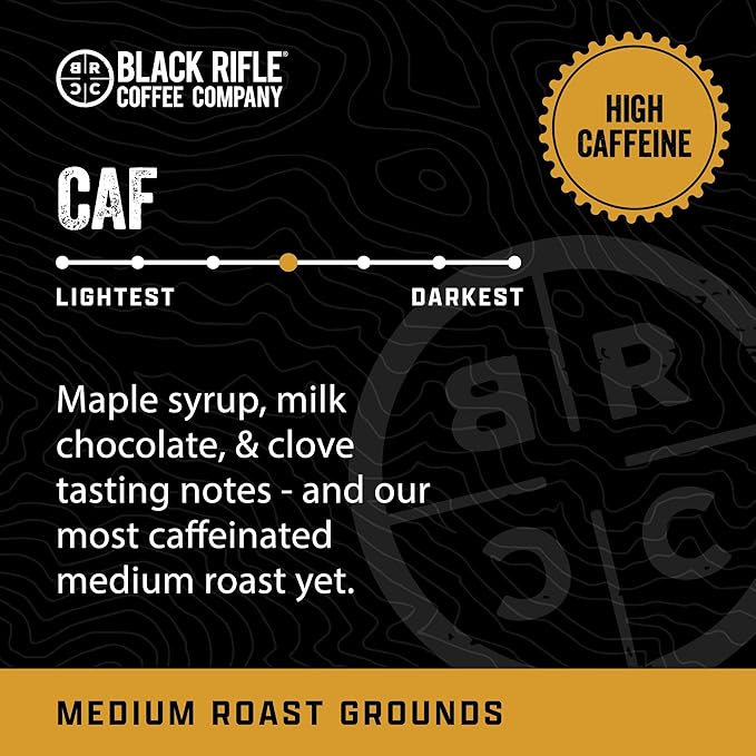 Black Rifle Coffee Company Ground Coffee Medium Roast - Roasted Blend Made from Pure Arabica Beans - Colombian & Brazilian Beans - Veteran Founded & American Made (CAF, 12oz Bag)