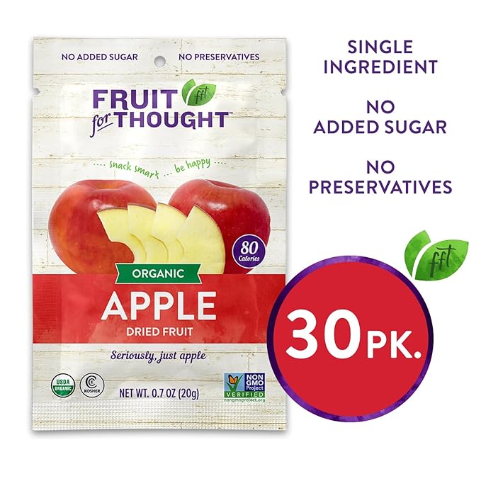 Fruit for Thought Dried Fruit (Organic Dried Apple, 0.7 Ounce (Pack of 30))