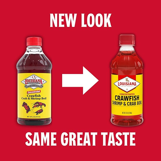 Louisiana Fish Fry Products Crawfish, Shrimp & Crab Concentrated Liquid Boil Seasoning - Spicy & Delicious Seafood Complete Seasoning - Low Salt Cajun Seasoning 16 oz (Pack of 1 Bottle)