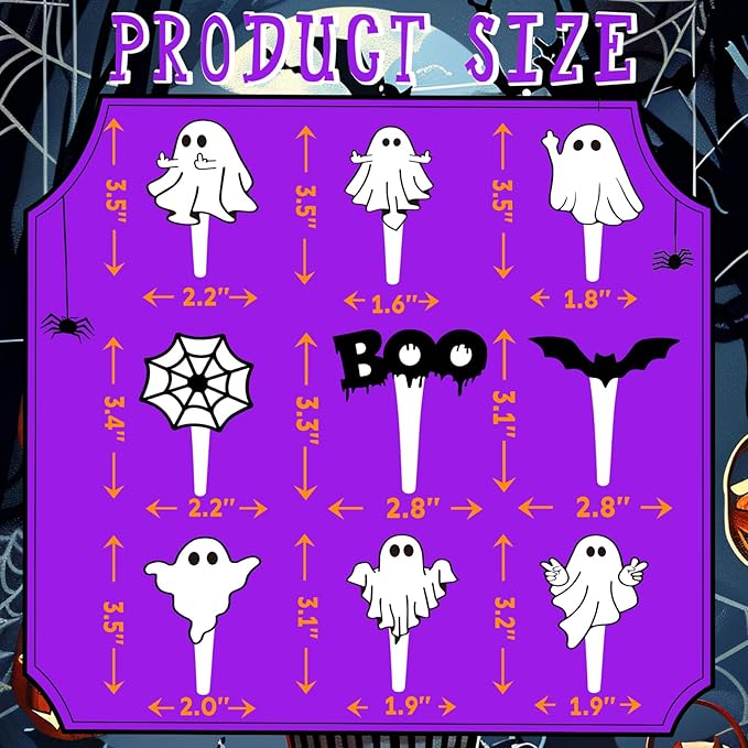 40 Pcs Ghost Cupcake Toppers - Spooky Party Decorations for Ghost-Themed Birthdays, Baby Showers, and Halloween Cakes