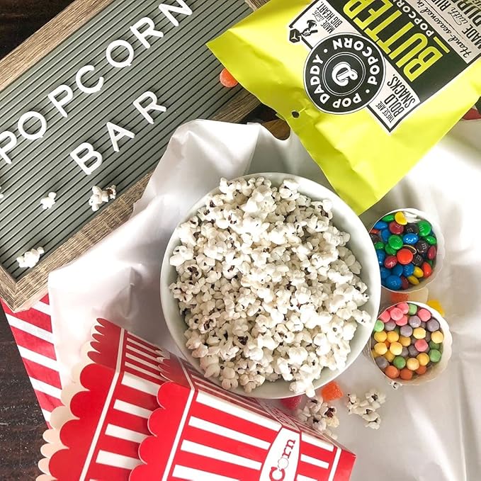 Pop Daddy Flavored Popcorn Gourmet, Butter Flavor Popped Popcorn, Hand Seasoned Ruby Red Kernels, Gluten Free Healthy Popcorn Snacks, 5oz Individual Bags, 3 Pack