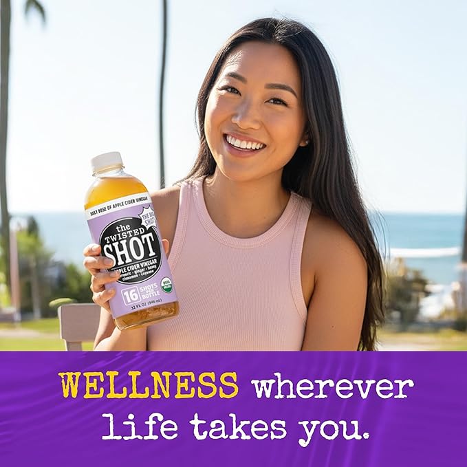 The Twisted Shot | Organic Apple Cider Vinegar Wellness Shots with Ginger, Turmeric, Honey, Cinnamon and Cayenne | Digestion, Immunity, and Gut Health Support | Ready to Drink | 32 oz