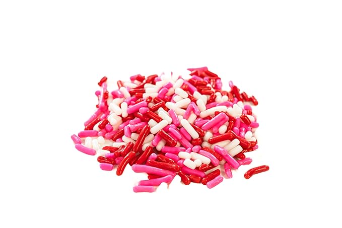 Bakerpan Valentine Mix Jimmies Sprinkles - 6 Ounces Edible Sprinkles for Cake Decorating, Cupcakes, Ice Cream, Cake Decorations (Made in USA)