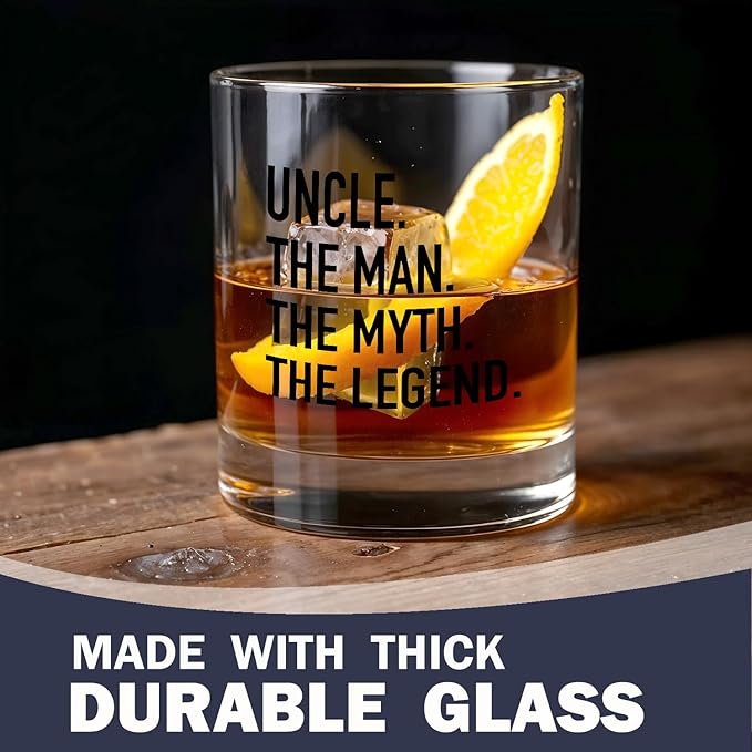 Uncle Whiskey Glasses 10 oz, Uncle Gifts for Birthday Father's Day from Niece Nephew, Funny Old Fashioned Rocks Glasses for Men Drinking Scotch Bourbon Cocktail Liquor Vodka