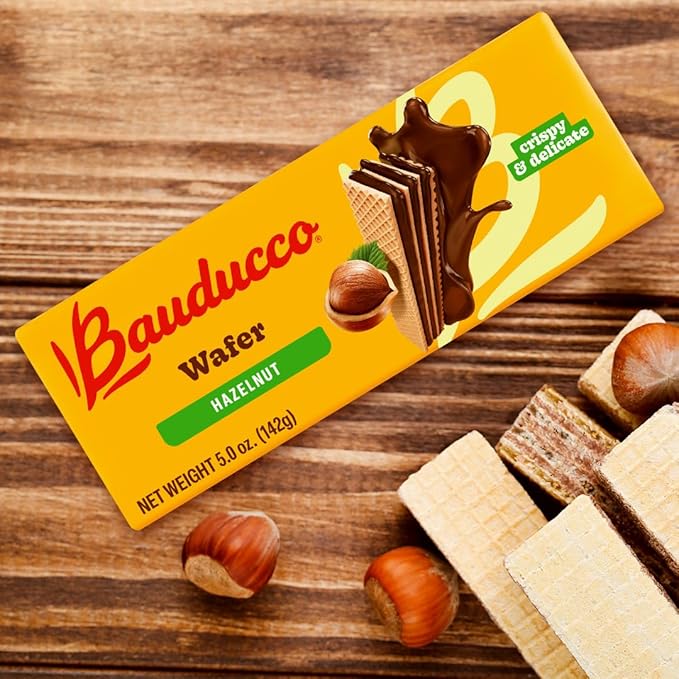 Bauducco Hazelnut Wafers - Crispy Wafer Cookies With 3 Delicious, Indulgent Decadent Layers of Hazelnut Flavored Cream - Delicious Sweet Snack or Desert - 5.0 oz (Pack of 2)