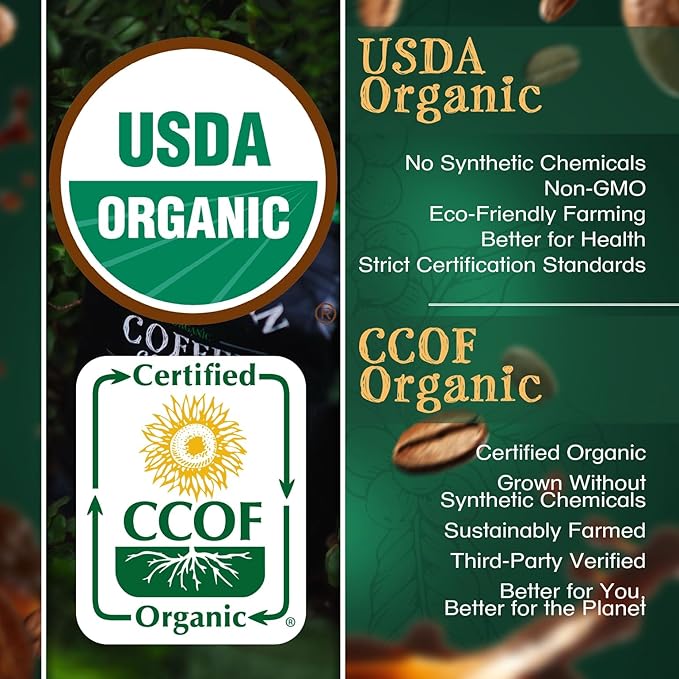 The Bean Organic Coffee Company Irish Cream, Medium Roast, Ground Coffee, 16-Ounce Bags (Pack of 2), Café molido tostado orgánico
