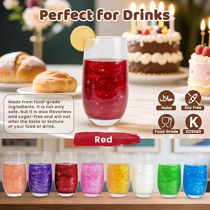 Edible Red Glitter Spray, 5g Shimmer Edible Glitter for Cocktails, Drinks, Cake Decorating, Edible Food Coloring Powder Shimmer Glitter for Chocolate,Strawberry