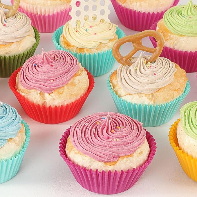 Caperci Rainbow Standard Cupcake Liners Bright Colorful Muffin Baking Cups 350-Count, Odorless, Upgraded & Food Grade Grease-Proof Paper