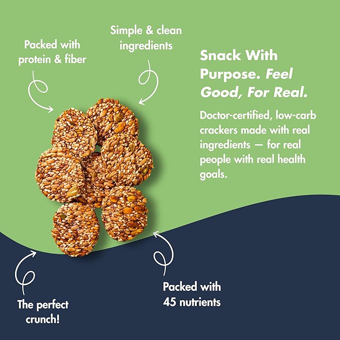 Super Seed Crackers, Gluten Free & Keto Friendly Healthy Snacks, Vegan, Zero Sugar, Paleo & Diabetic Friendly, Nut Free, 20g High Protein, 18g High Fiber, 3.56oz Each, 3-Pack, Cracked Black Pepper
