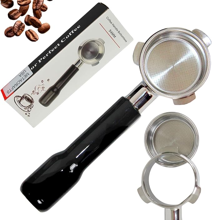 Espresso Portafilter 54mm Bottomless - Compatible with Breville Duo-temp, Infuser, Bambino, Barista Express, Barista Touch, and Barista Pro Espresso - Stainless Steel Filter Basked Included