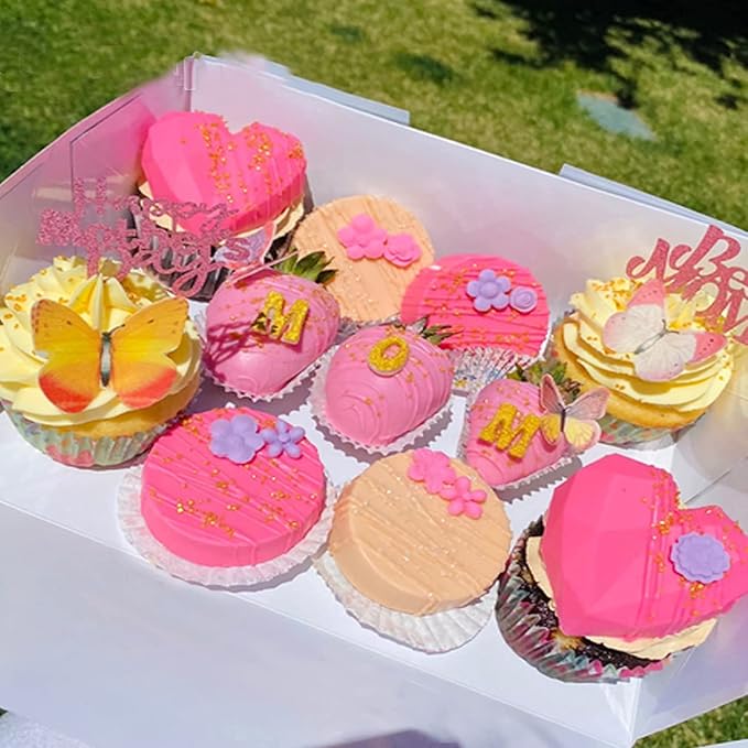48Pcs Edible Cake Butterfly Decoration Cake Toppers Birthday Party Cupcake Toppers Mixed Size & Colour