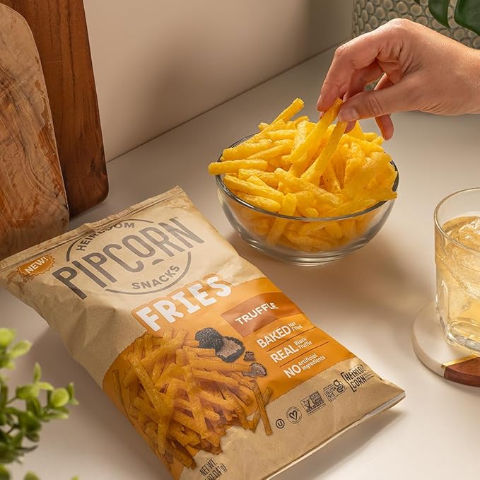 Heirloom Snack Fries Variety Pack by Pipcorn - 5oz 6pk - with Truffle, Cheddar, and Fiery Cheddar Flavors, Healthy Snacks, Gluten Free Snacks, Snack Variety Packs, Heirloom Corn Flour