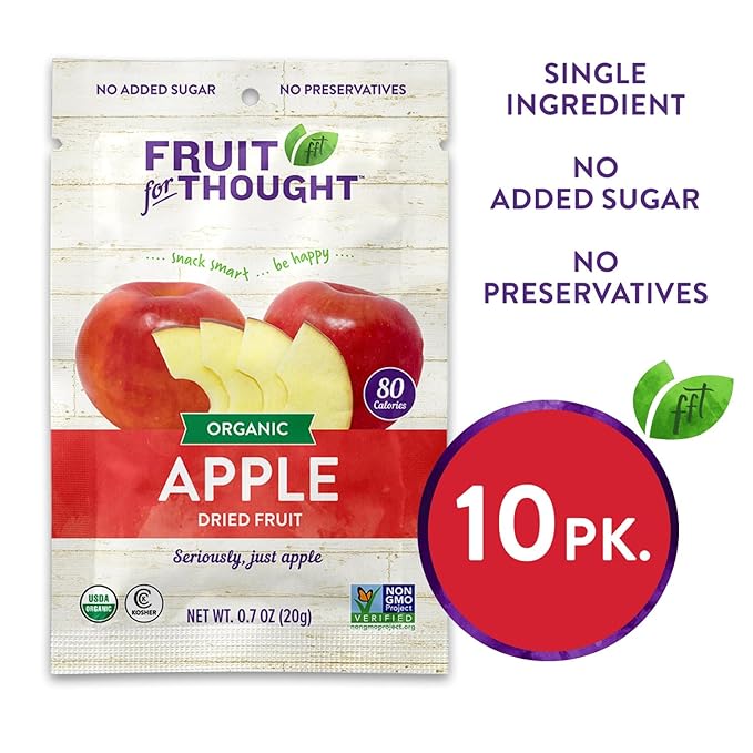 Fruit for Thought Dried Fruit (Organic Dried Apple, 0.7 Ounce (Pack of 10))