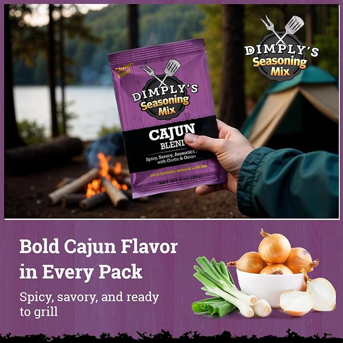 Dimply's Cajun Seasoning Mix – 6 Pack, 1 oz Each – Bold Creole Spice Blend for Chicken, Meat, Seafood, Tofu, and Vegetables – Dry Rub and Marinade – Vegan, Gluten Free, No MSG, Preservative Free