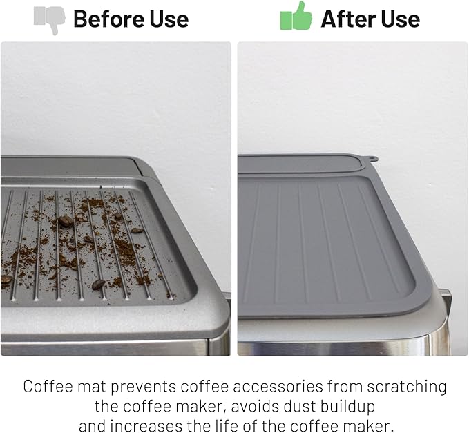 Coffee Mat for Breville 878/881, Espresso Tamper Mat, Food Grade Silicone Non-Slip, 11.42in x 9.53in, Waterproof Heat Resistant, Espresso Tamping Station for Espresso Machine Accessories (Grey)