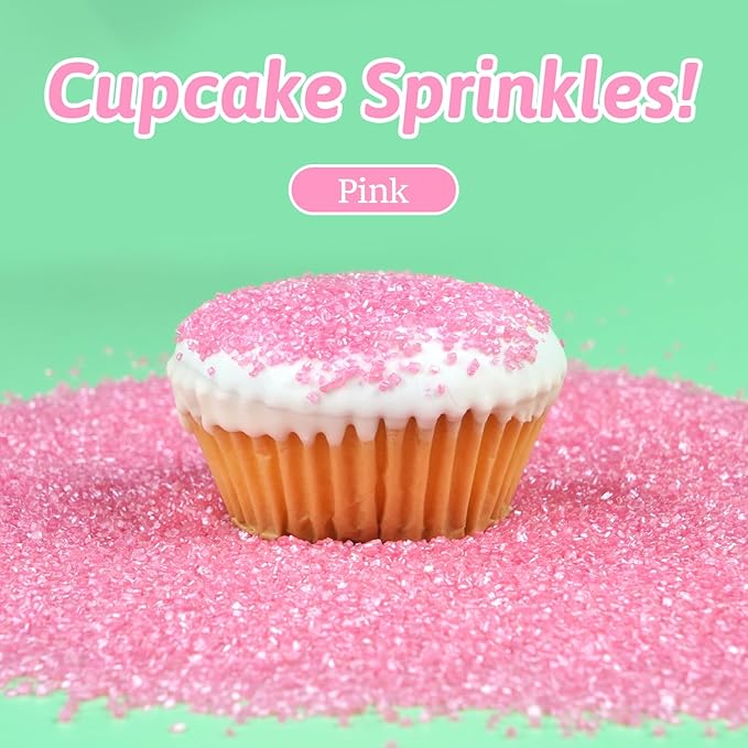 Pink Sanding Sugar Sprinkles, Food Grade, 150g, Edible Sprinkles for cupcake decorating, Cake Toppers, Sprinkles Decoration, Ice Cream, Wedding Party Valentines Halloween Christmas Supplies