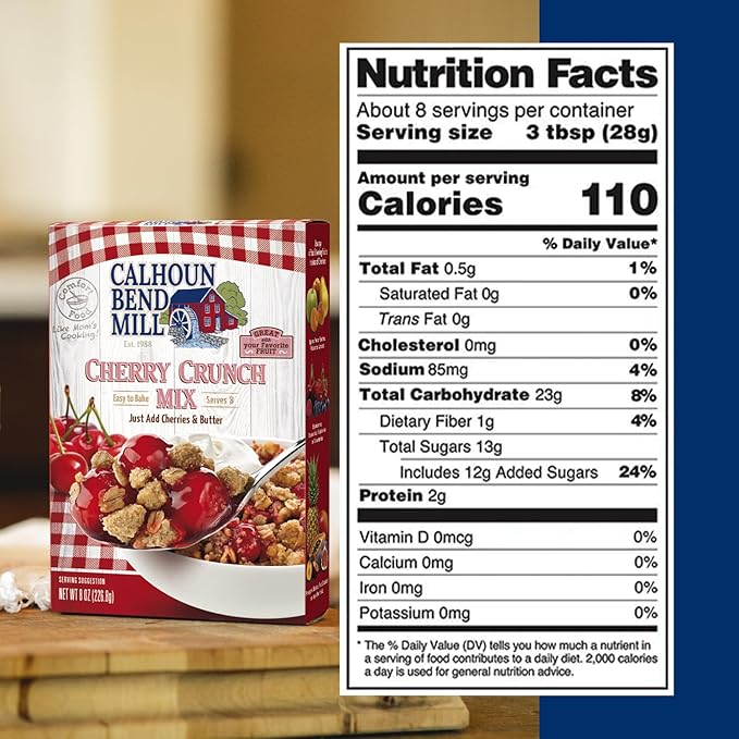 Calhoun Bend Mill Cherry Crunch Mix | Sweet and Crunchy Topping | Perfect for Deep Dish Desserts with Cherries or Your Favorite Fruit | Ideal for Gourmet Baking and Dessert Delights - 8 Oz (Pack of 6)