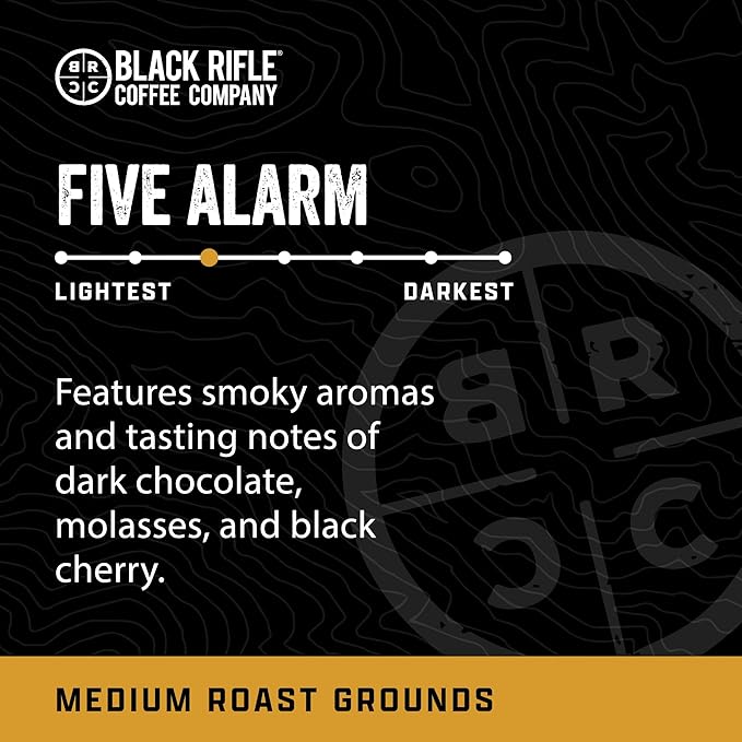 Black Rifle Coffee Company Ground Coffee Medium Roast - Roasted Blend Made from Pure Arabica Beans - Colombian & Brazilian Beans - Veteran Founded & American Made (Five Alarm, 12oz Bag)
