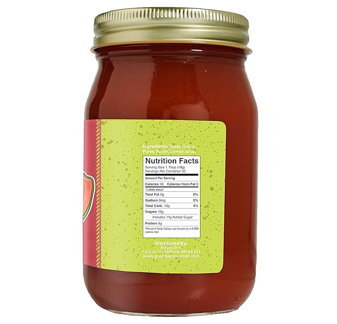 Green Jay Gourmet Guava Jam - All-Natural Fruit Jam with Guava Fruit & Lemon Juice - Vegan, Gluten-free Jam - Contains No Preservatives or Corn Syrup - Made in USA - 2 x 22 Ounces