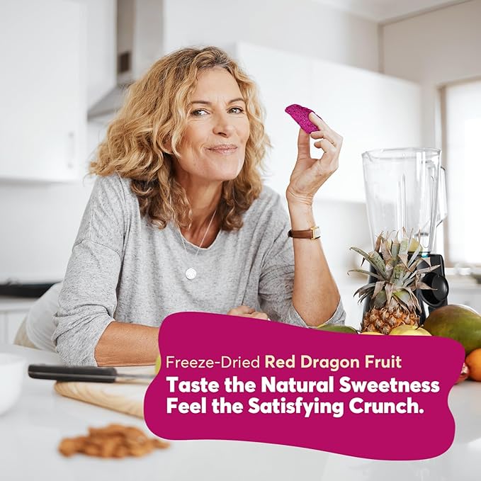 ONETANG Freeze Dried Dragon Fruit Chips (Pack of 12) for Drinks Refreshers, Healthy 1 Ingredient Superfood Snack, Crunchy Crisp, Dehydrated Dry Red Pitaya Pieces, Gluten Free Vegan 4.23 Oz