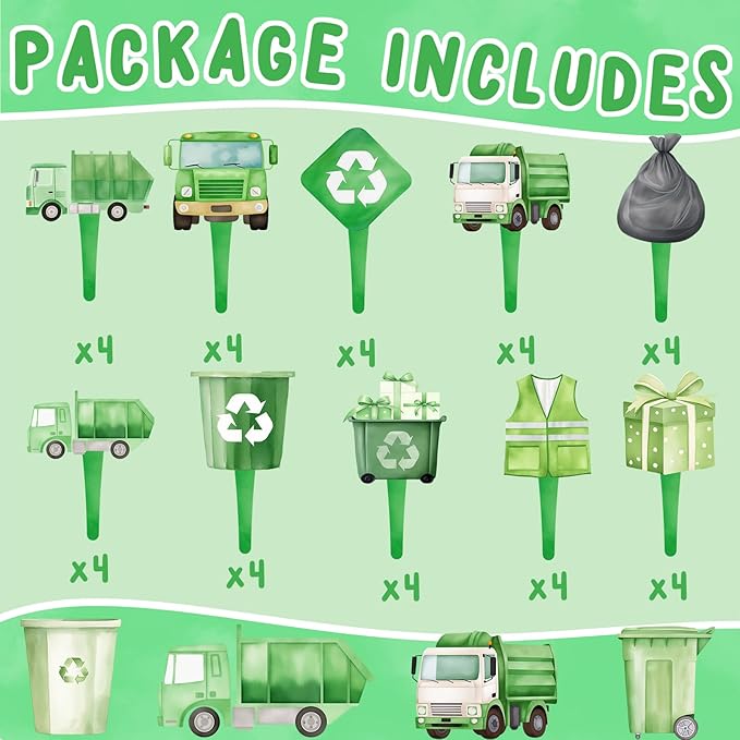 40 Pcs Garbage Truck Cupcake Toppers - Garbage Truck Party Decorations and Garbage Truck Party Cupcake Toppers