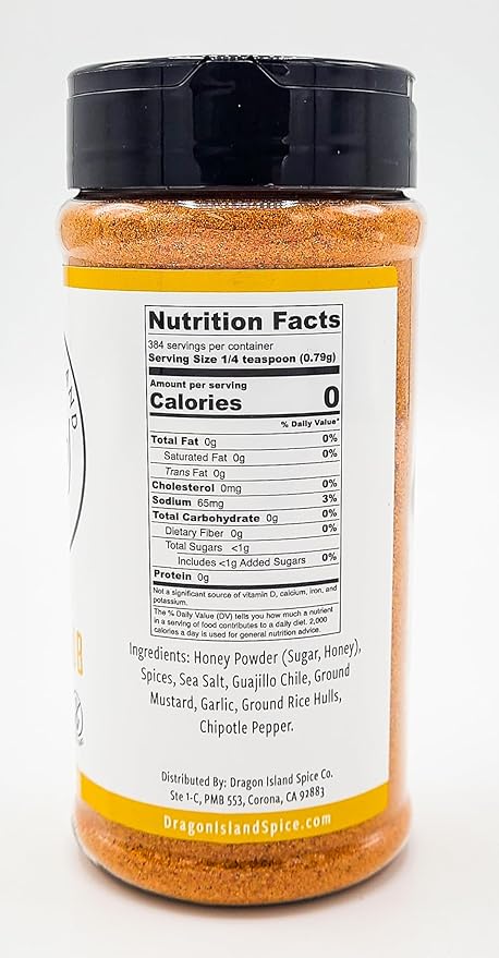 Dragon Island Spice Company | Honey Rub - Honey BBQ Seasoning - Chicken BBQ Rub - Chipotle Honey Seasoning - Pork BBQ Rub (10.7 Ounce)