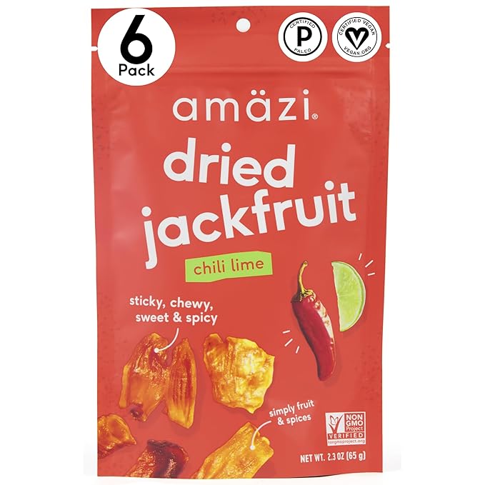Am채zi Foods | Chili Lime Dried Jackfruit (6 Pack) | All Natural Snacks | Gluten Free Healthy Dried Fruit Snacks