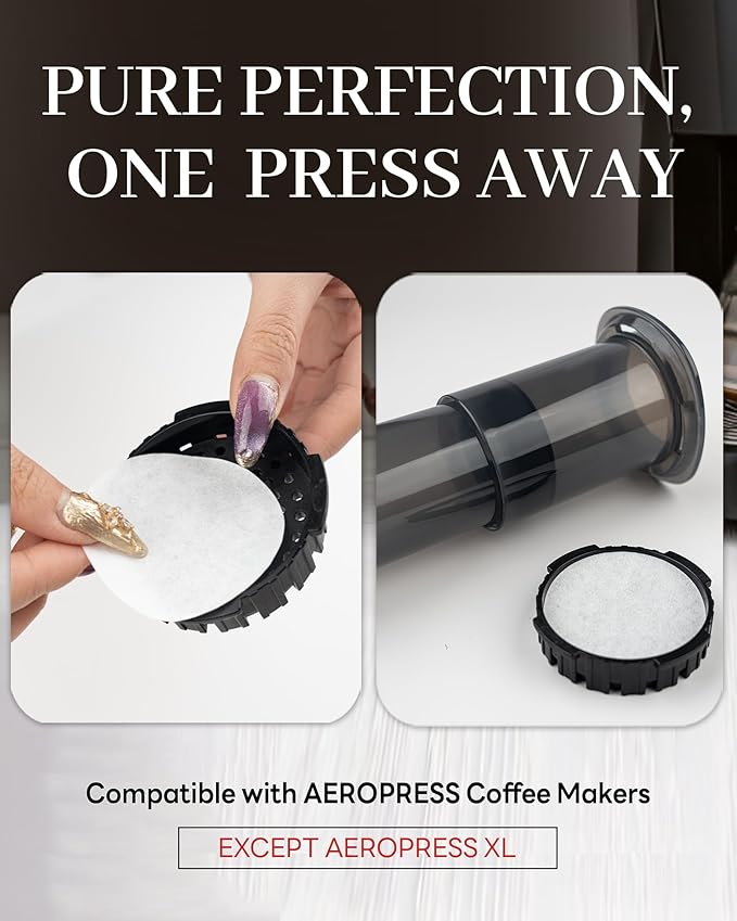 1000-Count Replacement Paper Filters - Round Disposable Coffee Filters Compatible with Aeropress Coffee Makers, Espresso Makers, Bialetti Moka Pot & Ice Drip Pot for Coffee & Tea
