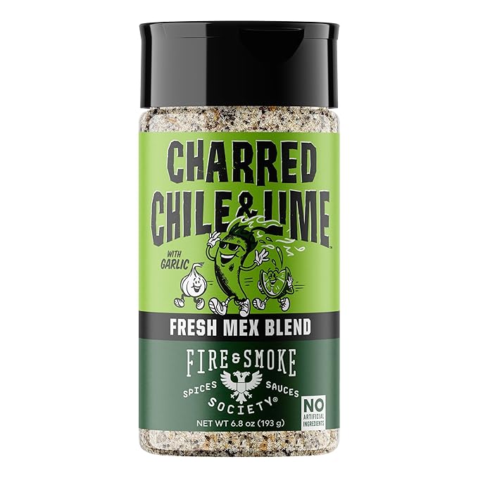 Fire & Smoke Society Charred Chile & Lime Mexican Seasoning | Jalapeno Peppers, Garlic, Salt and Lime | Grilled Chicken, Fish, Flank Steak, Shrimp, Potatoes, Avocados | M 6.8 oz